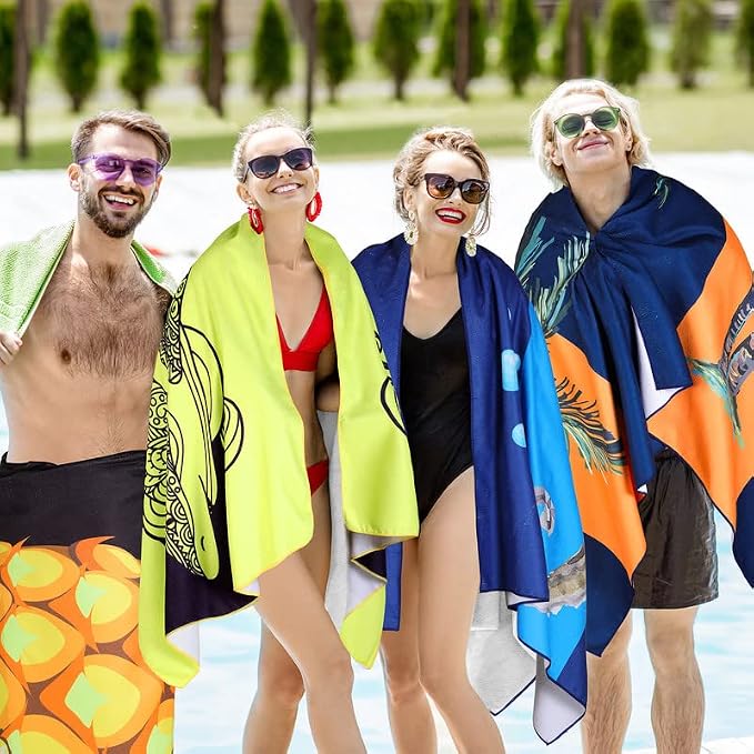 Redbaker 16 Packs 59 x 28 inches Oversized Hawaiian Beach Towel Bulk Extra Large Pool Towels Set Microfiber Quick Dry Swim Towel Blanket for Women Men Adult Bath Travel(Bright Colors) - Image 7
