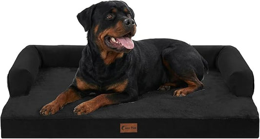 Waterproof Orthopedic Dog Bed for Extra Large Dogs, 48x30in, Black | Orthopedic Foam Relieves Joint Pressure, Bolsters Supports Head And Neck, Washable Cover, Non-Slip Bottom by CasaPaw