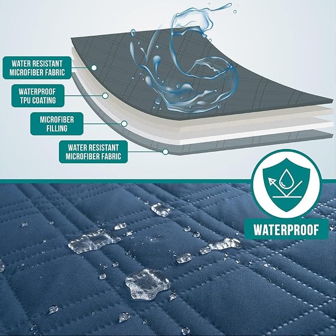PetAmi Waterproof Couch Cover for Dogs, Non-Slip Leakproof Sofa Furniture Protector for Pet Cat, Machine Washable Bed Blanket for Car Seat, 102x82 Blue - Image 3