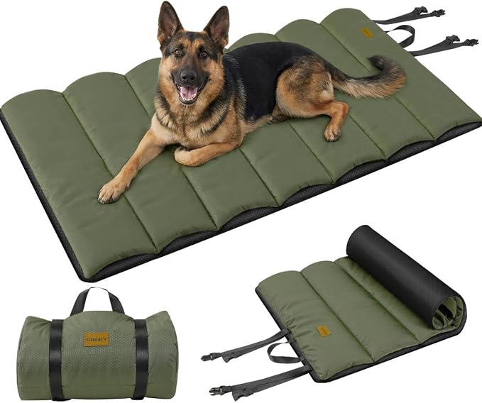 Gimars Upgraded Thickened XL Outdoor Dog Bed with Waterproof Film, Easy to Roll Up with Buckle, Large Travel Pet Bed for Large & Extra Large Dog, Portable, Foldable, Washable for Camping,Traveling by Gimars