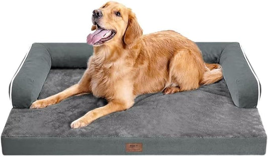 MEKIY Orthopedic Washable Dog Bed with Bolster for Medium to Large Dogs | Pillow Support for Neck Relief, Egg Crate Foam, Waterproof Liner, Anti-Slip Bottom, Removable Bolster Cover, 36 x 27 Inch by Mekiy
