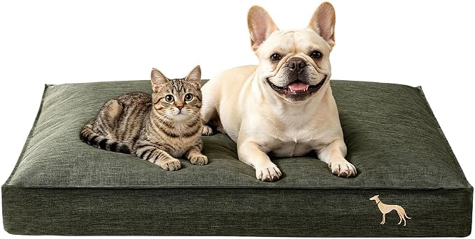 SOMAHE Waterproof Orthopedic Dog Bed, Washable, Medium 27.6x20x4 Green | Indoor/Outdoor Ready: washable Oxford cover, TPU liner, 45D support for crates, car rides, patios, and porches. by COZYHOMECHICSTYLE
