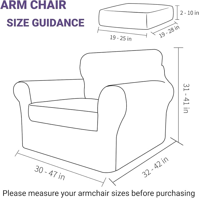 ZNSAYOTX Luxury Velvet Chair Slipcovers with Arm 2 Piece Stretch Chair Covers for Living Room Thick Soft Armchair Slipcover Anti Slip Pet Friendly Furniture Protector (Black),30"-47"(1 Cushion) - Image 6