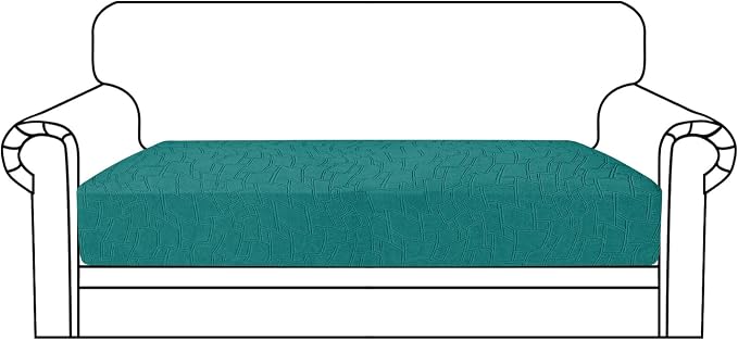 MAXIJIN Waterproof Couch Cushion Covers Individual Love Seat Cushion Cover Stretch Sectional Sofa Slipcovers with Elastic Bottom for Dogs Pets (1 Piece for Loveseat, Blackish Green) by MAXIJIN