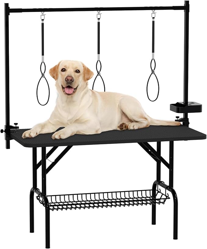 47"Professional Dog Pet Grooming Table Adjustable Heavy Duty Portable w/Arm & Noose & Mesh Tray (46", Black) by Anwick