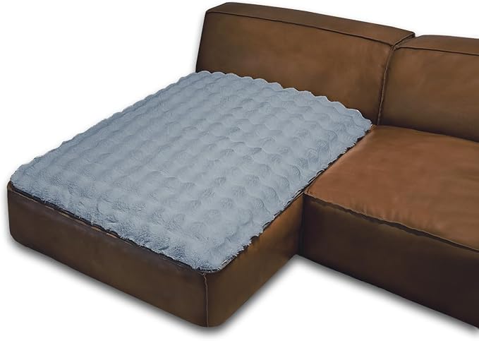 Dogs/Cats Bed Mats, Dog Pad Washable Removable Couch Cover with Anti-Slip Back, Plush Long Fur Mat, Perfect for Small, Medium and Large Dogs.(Light Gray-Bubble, 40"x50") by SNUGGLESINTO