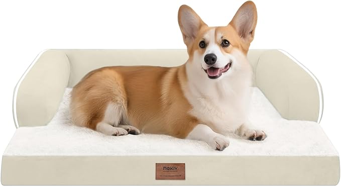 MEKIY Orthopedic Waterproof Dog Bed Pet Couch with Bolster for Medium Dogs | Pillow Support for Neck Relief, Egg Crate Foam, Waterproof Liner, Anti-Slip Bottom, Machine Washable Cover, 30 x 22 Inch by Mekiy