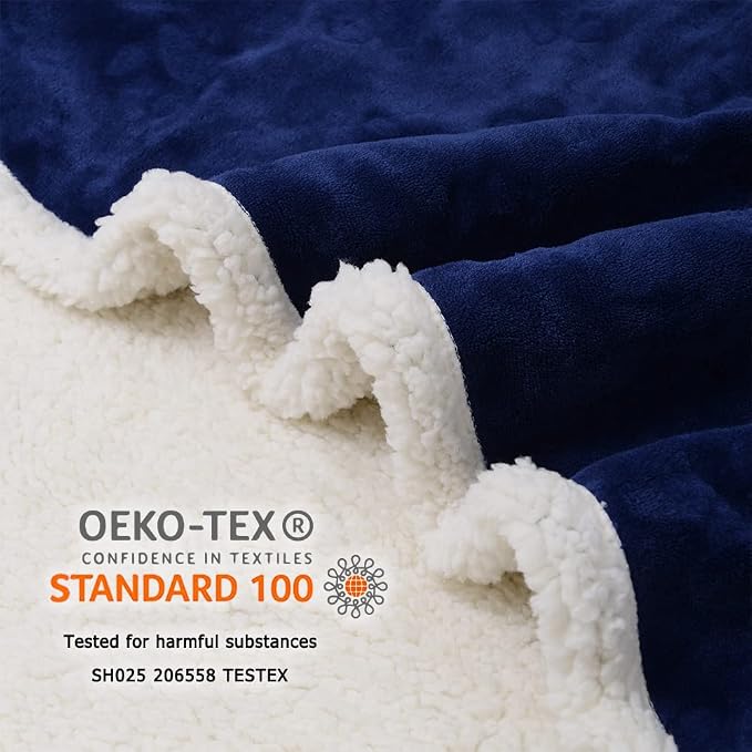 Qeils Dog Blankets for Large Dogs - Waterproof Cat Blanket Washable - Sherpa Fleece Puppy Blanket, Soft Plush Reversible Throw Protector for Bed Couch Car Sofa, 60"X80", Navy Blue - Image 4
