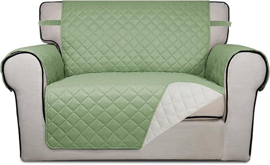 PureFit Reversible Quilted Sofa Cover Dog Couch Covers for Sofa, 28 in | Sage Green/Ivory, Water Resistant Couch Protector, Washable Pet Couch Cover with Non Slip and Elastic Straps For Kids by PureFit