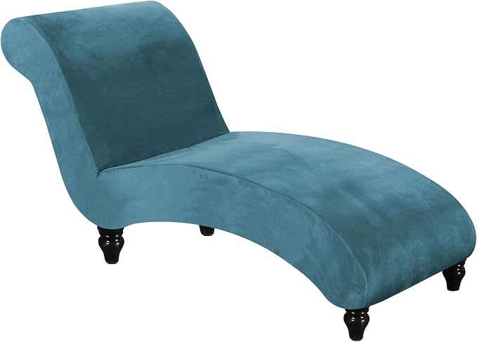 FantasDecor Chaise Lounge Slipcover Velve Luxury Stretch Chaise Covers for Living Room Indoor Ultra Soft Machine Washable, Peacock Blue by FantasDecor