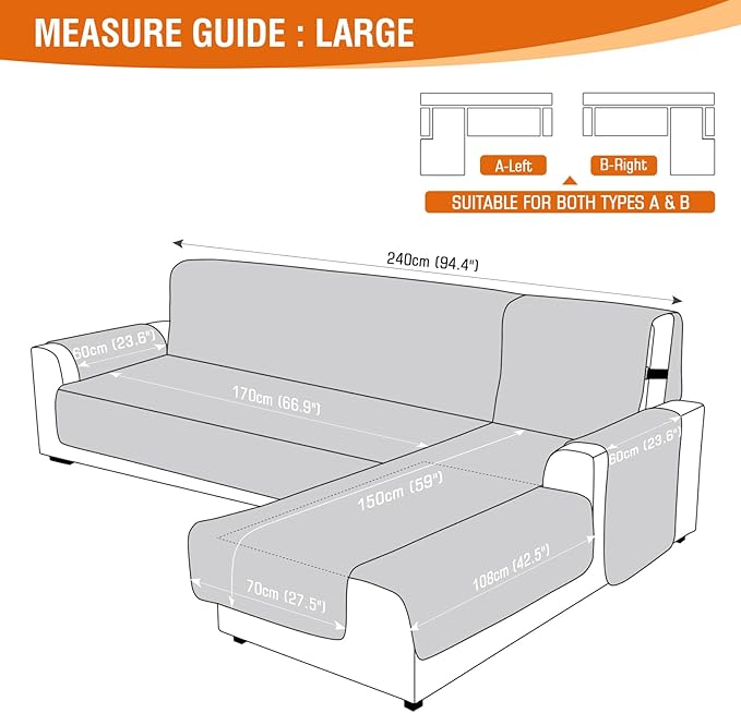 VANSOFY Sectional Couch Covers 100% Waterproof L Shaped Sofa Slipcover 3pcs Reversible Chaise Lounge Cover for Sectional Sofa Furniture Protector Cover for Pets Cat Dog(Large, Chocolate) - Image 2