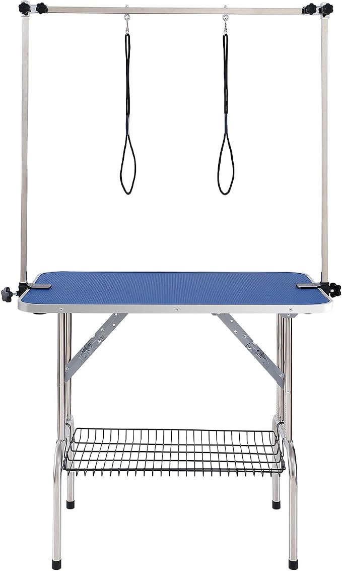 VEVOR Pet Grooming Table, 36 x 24 Inch with 2 Height Adjustable Arms, 330LBS Static Weight Capacity, Foldable Dog Groom Station with No-Sit Haunch Holder with Grooming Loop, for Medium and Small Dogs - Image 9