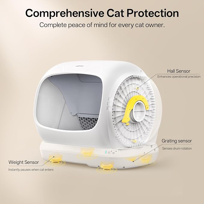 UBPET Automatic Litter Box, 106L Extra Large Self-Cleaning Cat Litter Box for Multiple Cats, Smart App Control, Odor-Control System, Anti-Pinch Safety Design, Includes Waste Bags and Deodorizer Blocks - Image 6