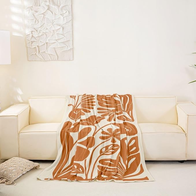 Erosebridal Orange Flower Sofa Cover Boho Floral Couch Cover 71" X 118" Abstract Aesthetic Minimalist Couch Protector Vintage Art 70S Modern Sofa Slipcover for Adult Women Teens, Washable Non Slip - Image 6