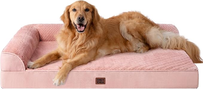 EHEYCIGA Extra Large Dog Bed Othorpedic, Memory Foam XL Dog Bed with Washable Removable Cover, Waterproof Pet Sofa Couch XLarge Size Dogs with Nonskid Bottom, 44x32x6.5, Pink by EHEYCIGA