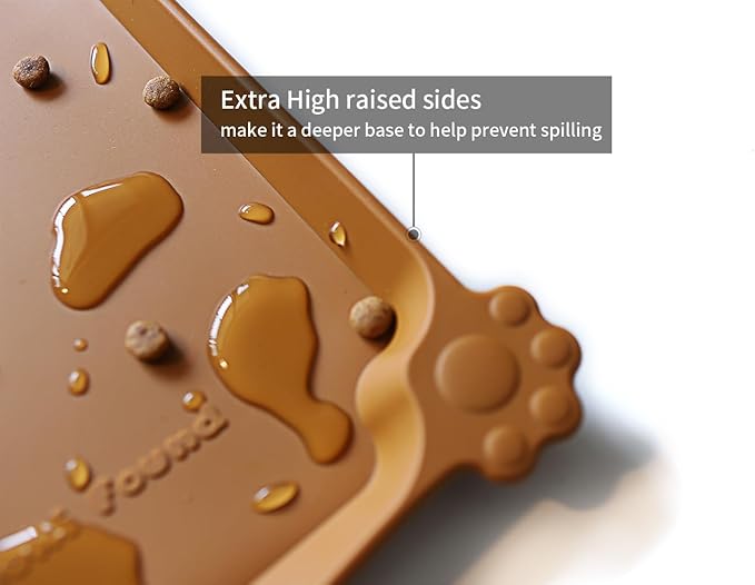 Hoki Found XX-Large Non Slip Silicone Pet Food Mats - Bowl Mats Tray - Feeding Mat for Carpet, Dogs, Cats - Waterproof - Butterscotch - Image 2