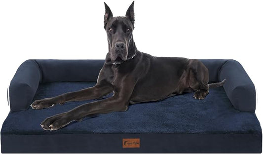 Orthopedic Dog Bed for Extra Large Dogs, 53x42in, Navy Blue | Orthopedic Foam Relieves Joint Pressure, Bolsters Supports Head And Neck, Washable Cover, Non-Slip Bottom by CasaPaw