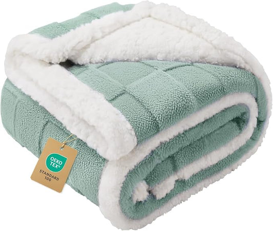 Luciphia Waterproof Dog Blanket, Reversible Fleece & Sherpa, Couch Cover | Soft plush fluffy, washable, puppy, cat, dog bed, sofa, throw, furniture protector,Green,Small(40" x 28") by luciphia