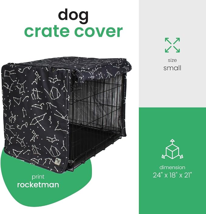 Molly Mutt Rocketman Dog Crate Cover, 100% Cotton Canvas Cover with 2 Roll-Up Panels, Ideal for Dog or Cat Crate, Durable, Washable, and Free of Harmful Chemicals, 24" x 18" x 21" - Image 2