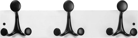SKOLOO 17-Inch White Wood Coat Rack Wall Mount with 3 Triple Hooks - Ideal for Family Entrances, Classrooms, and Pet Supplies Storage - Perfect Coat Hooks for Wall by SKOLOO
