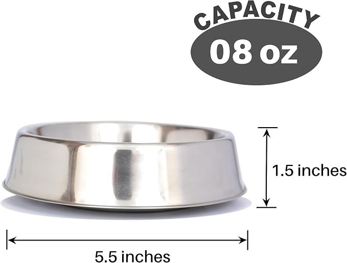 Iconic Pet 2 Pack of 1 Cup Stainless Steel Non Skid Pet Bowls for Dog or Cat with Raised Rim Dishwasher Safe Pet Food and Water Bowls - 8 Oz - Image 7