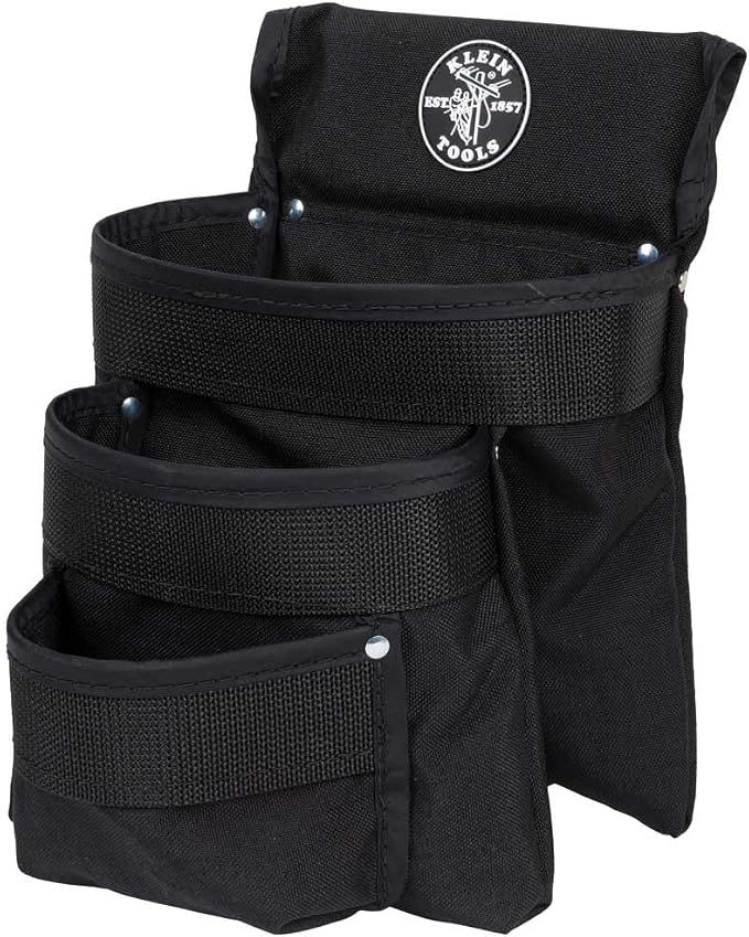 Klein Tools 5703 Tool Pouch, PowerLine Series Utility Pouch Fits Tool Belts up to 2.5-Inch, Strong Rivet Reinforced Stitching, 3-Pocket - Image 6
