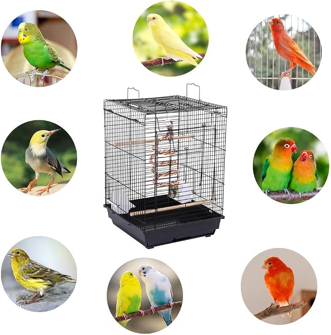 Yaheetech Open Play Top Travel Bird Cage for Conure Sun Parakeet Green Cheek Conure Lovebird Budgie Finch Canary, Small-Size Travel Portable - Image 9
