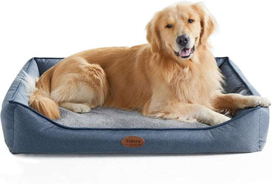 Tidore Orthopedic Dog Beds for Medium Dogs, Durable Egg Crate Foam Sofa Dog Bed wit Washable Removable Cover,Waterproof Lining,Pet Bed for Large Dogs (Denim Blue, 39.4" L x 31.5" W x 7.4" Th) by Tidore