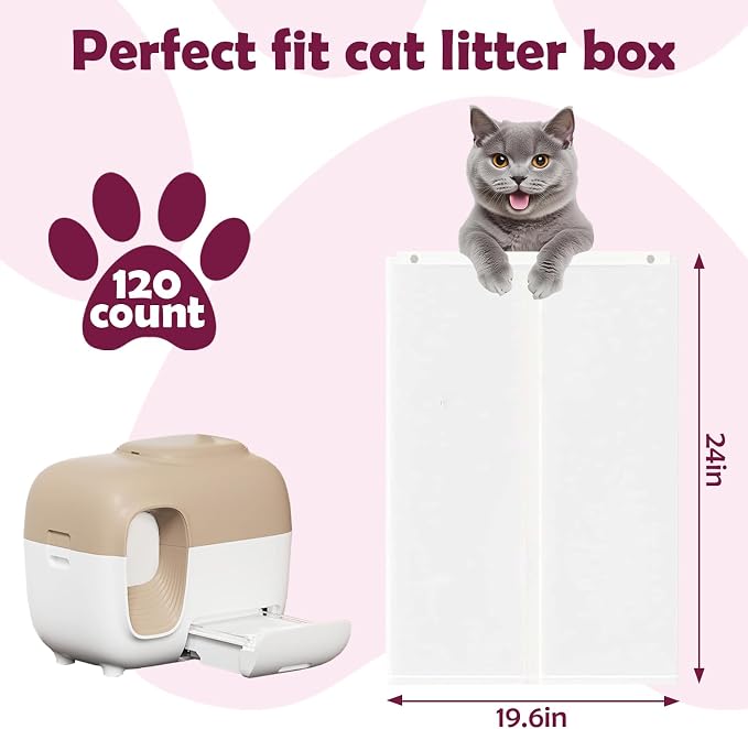120pcs Cat Litter Box Liners for SNOW+Cat Litter Box,Self-Sealing Waste Bag - Image 2
