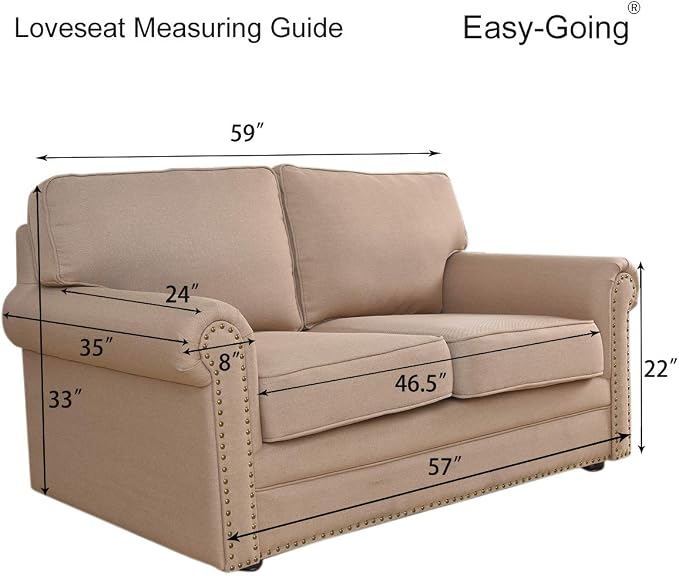 Easy-Going Stretch Loveseat Couch Covers Washable Light Gray | 1-Piece Loveseat Covers for 2 Cushion Couch Furniture Protector RV Sofa Slipcover Soft with Bottom for Kids Pets - Image 7
