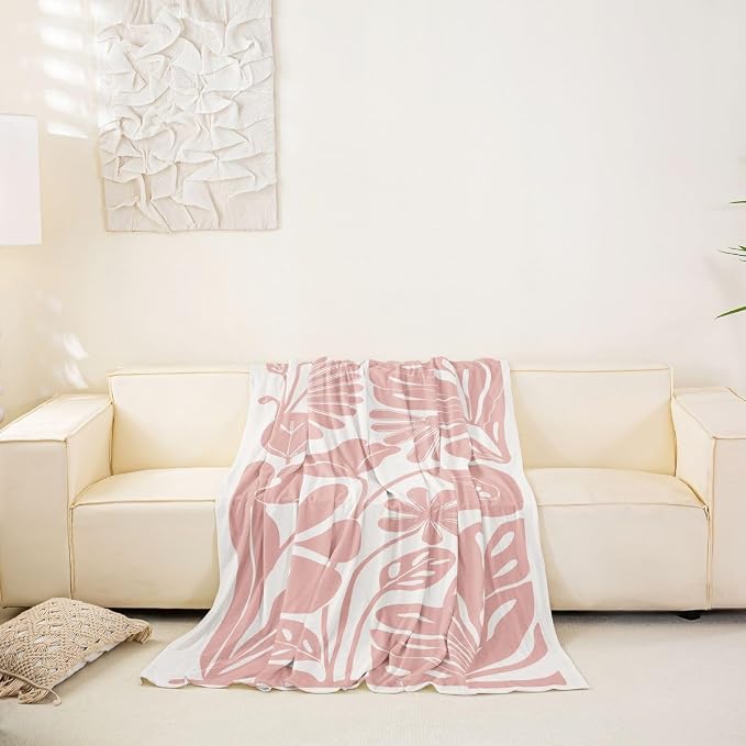 Erosebridal Boho Floral Couch Cover Pink Flower Sofa Cover 71" X 102" Abstract Retro Minimalist Sofa Protector for Pet Cats Kids Vintage Art 70S Modern Washable Couch Protector, Non Slip - Image 6