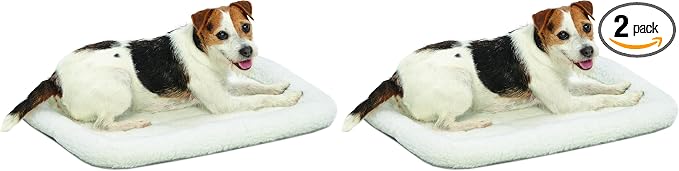MidWest Homes for Pets QuietTime Dog Bed – White Fleece Bolster, Ultra-Soft and Machine Washable, Fits 24-Inch Crates and Carriers, for Small Breed Dogs (Pack of 2) by MidWestHomesForPets