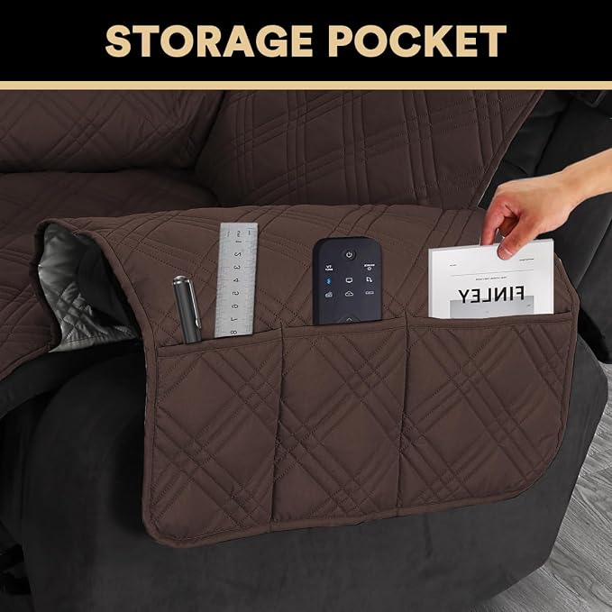 PrinceDeco Recliner Cover 100% Waterproof Couch Cover Sofa Cover for Living Room Water Resistant Furniture Protector with Elastic Straps for Pets Dog(Recliner28,Brown) - Image 6