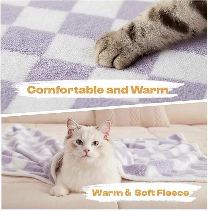 Waterproof Pet Blanket,Dog Bed Covers Couch Sofa Stylish Jacquard Pets Throw Blankets for Puppy Cats Washable Reversible Furniture Protection Covers (Purple Check,XL) - Image 7