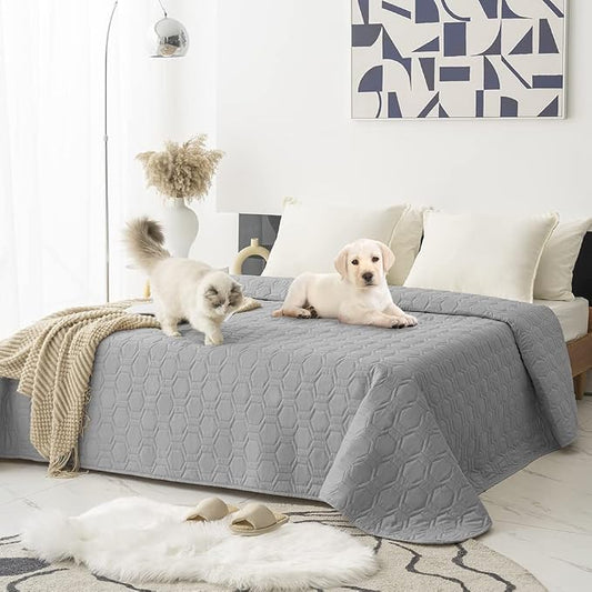 Tcksstex Waterproof and Non-Slip Dog Bed Cover and Pet Blanket Sofa Pet Bed Mat ，car Incontinence Mattress Protectors Furniture Couch Cover for Most Cats Dogs, Pets（82x102-Light Grey） by TcksstexFauxFurDogBedCover