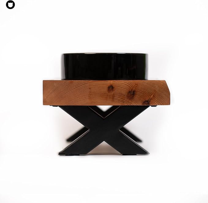 CHEERHOME PETS Raised Cat Ceramic Bowls for Small and Medium Dog, Solid Wooden Dog Food Bowl with Stand, Food Feeding Dishes Water Bowl for Cats and Puppy(Grilled Pine Wood) - Image 3