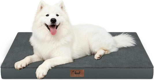 Large Waterproof Orthopedic Dog Bed with Egg Crate Foam | Fits 42x28 Crates, TPU Waterproof Layer, 1680D Washable Oxford Cover, Portable Handle, Indoor & Outdoor Use, Up to 80 lbs by TailStories