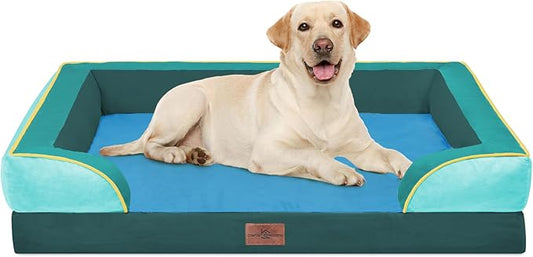 Comfort Expression Orthopedic Dog Bed for Extra Large Dogs with Bolster | Waterproof Dog Couch Bed with Washable Cover & Non-Slip Bottom, Supportive Egg Crate Foam XL Pet Bed, 42x30 Inch by ComfortExpression