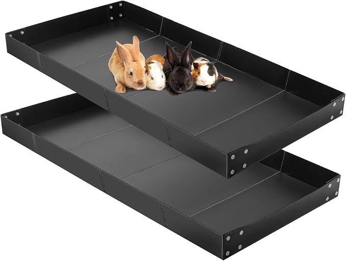 Wenqik 2 Pcs Guinea Pig Cage Liner Corrugated Plastic Cage Liner Base 2 x 4 Panel Size Guinea Pig Cage Bottom for Small Animals Hedgehogs Rabbits Cages Tray, 55 x 27 Inch(Black) by Wenqik