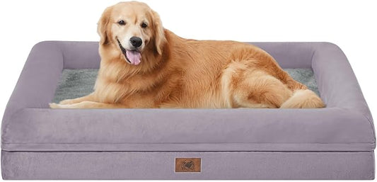 Orthopedic Dog Bed Waterproof Pet Sofa for Large Sized Dogs | 360 Degree Bolster Support, Egg Crate Foam, Waterproof Liner, Non-Slip Bottom, Machine Washable Cover, 36 x 27 Inch by Yiruka