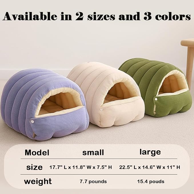Removable and Washable Winter Closed-Off Cat Bed, Warm Cat Bed for Winter, Cotton Soft Pet Nest for Cats, Warm Cave Nest Sleeping Puppy for Cats & Small Dogs (Purple, Small) - Image 2