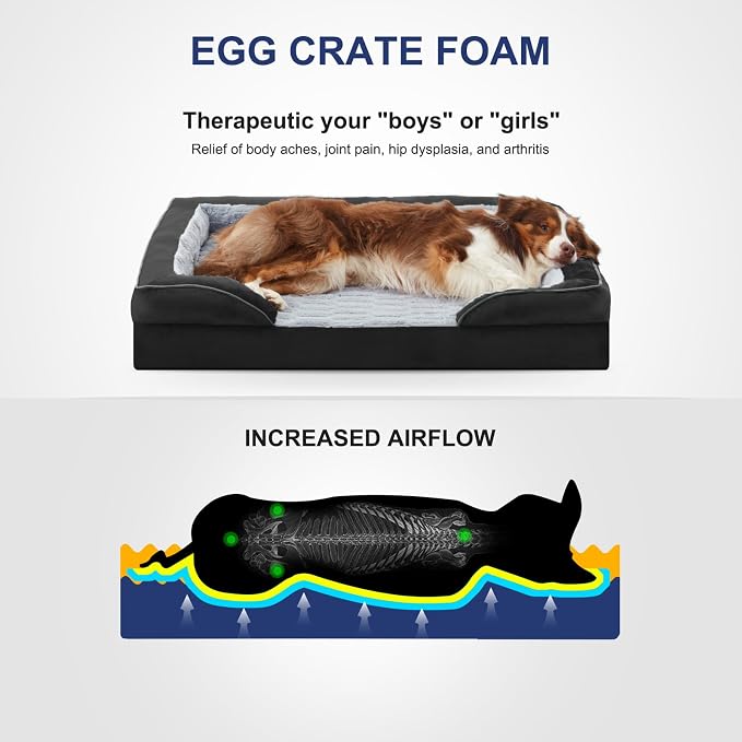 FURTIME Orthopedic Dog Bed for Medium Size Dog, Waterproof Dog Beds, 35x25x6.5 Supportive Foam Pet Couch Bed with Removable Washable Cover and Nonskid Bottom - Image 3