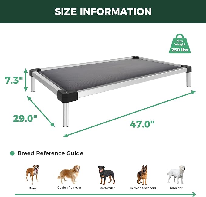 FXW TitanNest Padded Chew-Proof Elevated Dog Bed for Large Dogs | Easy to Clean, Pre-assembly Raised Cot, Indoor/Outdoor/Camping, 47 x 29 x 7.3in - Image 8