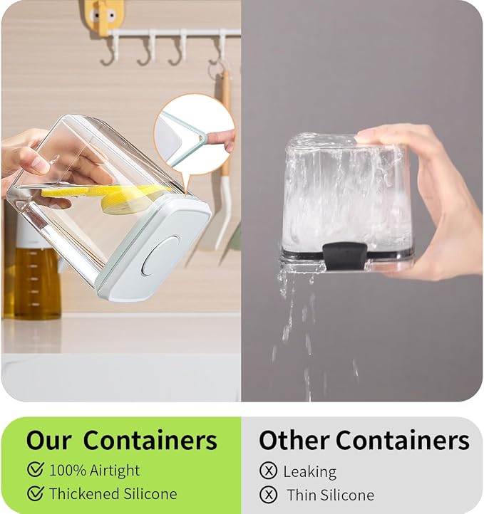 Food Storage Containers with Lids,2.9Qt 2Pcs Airtight Pop Food Storage Containers, BPA-Free Stackable Kitchen Pantry Organizers and Storage, One Button Opening Flour and Sugar Container Sets - Image 3