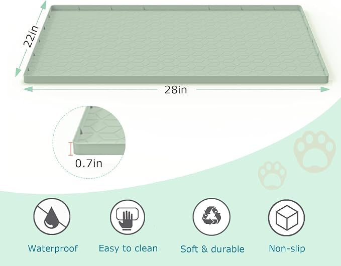 Cat Litter Mat, Silicone Large Cat Mat for Litter Box - 28x22 in, Waterproof & Non-Slip, Durable & Easy Clean, Green - Image 4