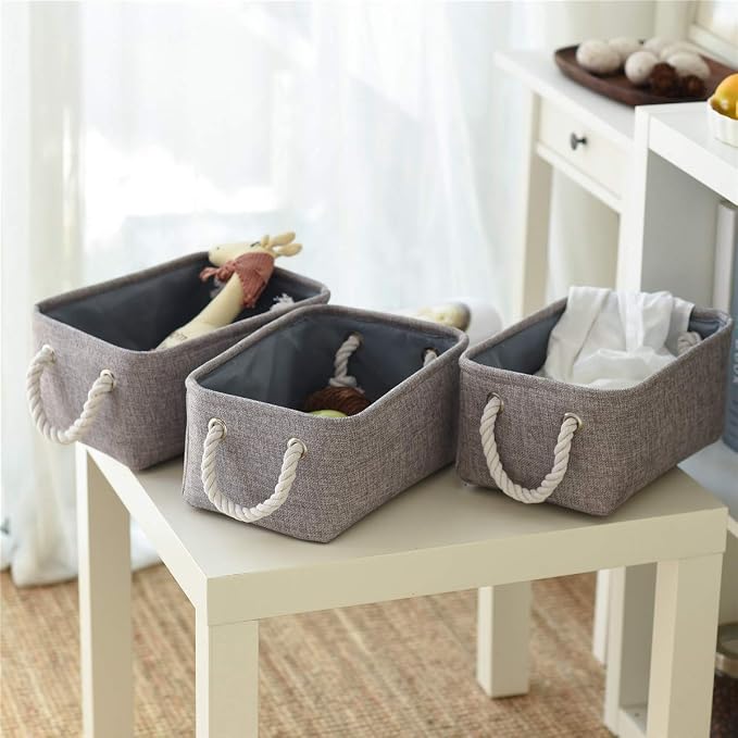 TcaFmac Basket for Organizing Cube Stgorage Bin - Small 6 Pack Fabric Storage Cubes Collapsible Baskets for Shelves with Rope, Bins for Organization Toy(Grey 12x8x5.2 inch) - Image 4