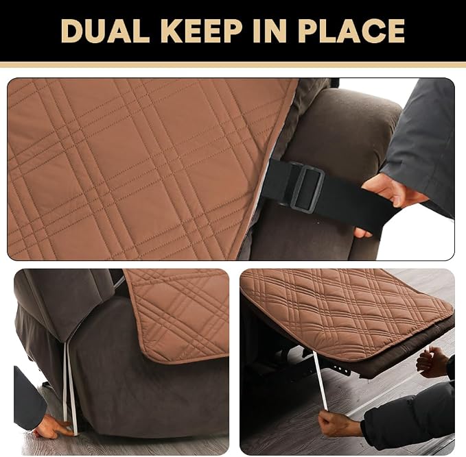 PrinceDeco Recliner Cover 100% Waterproof Couch Cover Sofa Cover for Living Room Water Resistant Furniture Protector with Elastic Straps for Pets Dog(Recliner28,Terracotta) - Image 5