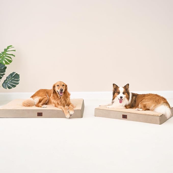 EHEYCIGA Orthopedic Dog Bed Large with Removable Washable Cover, 35IN Khaki | Egg Crate Foam Support, Durable Oxford fabric, Non-Slip Bottom, Machine Washable, Soft Waterproof Plush Pet Bed Mat For Crate - Image 6