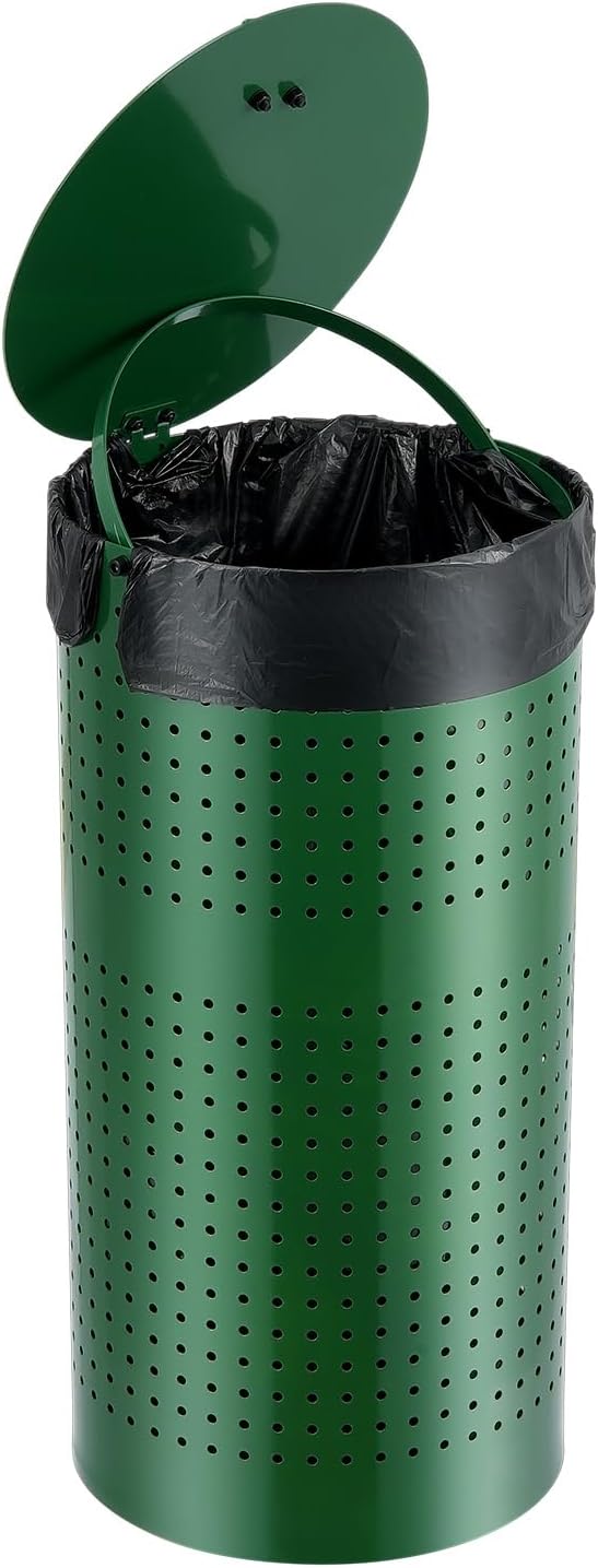 VEVOR Dog Poop Trash Can With 50 Liner Bags, 11.5 Gallons Outdoor Waste Bin With Lid & Liner Clip for Pet Waste Station, Disposal Container for Garden Backyard Park - Image 4