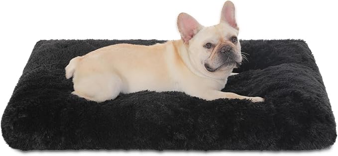 Bedfolks Waterproof Dog Crate Pad, Plush Washable Dog Kennel Bed - 35"x23", Black by Bedfolks